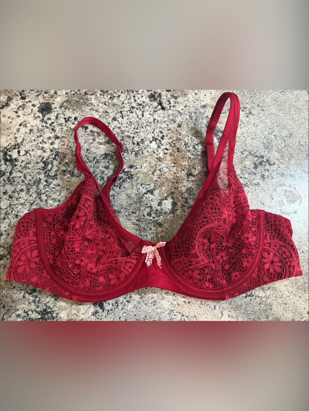 Victoria's Secret Deep Red Lace Underwire Bra